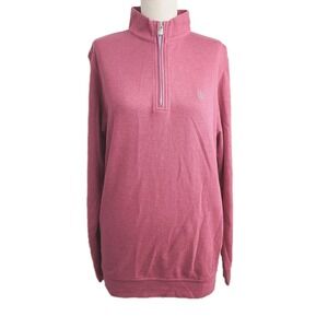 Peter Millar Crown Comfort‎ 1/4 Zip Sweater Sunwashed Red Knit Pullover S